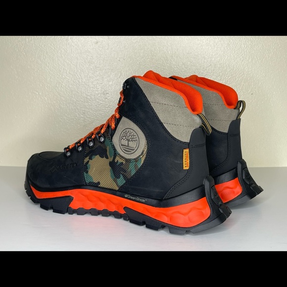 Mens Timberland Solar Ridge GoreTex Mid Hiking Boots Waterproof Black Red - Picture 12 of 13